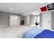 Large bedroom with gray walls, carpet, a black hammock, and a hanging bed at 6590 W Deerfield Dr, Zionsville, IN 46077