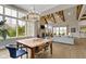 Bright great room with stone fireplace, large windows, and hardwood flooring at 6590 W Deerfield Dr, Zionsville, IN 46077