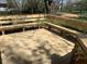 New wood deck with built in benches on a sunny day at 7171 N Orchard Dr, Indianapolis, IN 46236