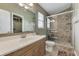 Bathroom features a glass-enclosed shower, single sink vanity, and neutral colors at 7441 Sugar Pine Ct, Avon, IN 46123
