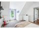 Bedroom features dormer window, soft carpet, sloped ceilings, and a red guitar at 961 Starkey Rd, Zionsville, IN 46077