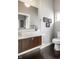 Modern bathroom featuring a vessel sink, sleek vanity, and contemporary fixtures at 1430 Fletcher Ave, Indianapolis, IN 46203