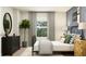 Cozy bedroom featuring unique baseball decor, a patterned rug, and ample natural light, creating a stylish and comfortable retreat at 15388 Manderley St, Fishers, IN 46040