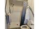 Shower bathroom with black and white decor and a clear glass shower at 1647 S Plateau Cir, Martinsville, IN 46151