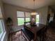 This well-lit dining area features updated lighting and a neutral color palette at 5269 Parkhurst Xing, McCordsville, IN 46055