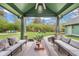 Inviting covered patio with comfortable seating and a view of the spacious backyard at 6185 Evanston Ave, Indianapolis, IN 46220