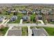 Wide aerial view of a suburban neighborhood featuring well-spaced homes and green spaces at 6645 Braemar N Ave, Noblesville, IN 46062