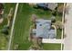 An aerial view of a backyard with a large manicured lawn at 6645 Braemar N Ave, Noblesville, IN 46062