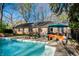 Backyard featuring an in-ground pool, lounge furniture, and mature landscaping providing a private retreat at 6911 N Tuxedo St, Indianapolis, IN 46220