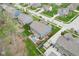 Aerial view showing a two-story home's fenced yard, patio, and neighborhood at 7501 Independence Dr, Zionsville, IN 46077