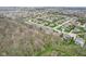 Sweeping aerial view of homes in a suburban neighborhood, backing onto a nature area at 7501 Independence Dr, Zionsville, IN 46077