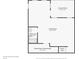 Basement floor plan featuring living room, bathroom, utility room, and covered patio at 9725 Thorne Cliff Way # 105, Fishers, IN 46037