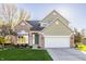 Charming two-story home featuring a landscaped front yard and attached two car garage at 10775 Northhampton Dr, Fishers, IN 46038
