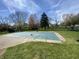 Spacious backyard with a covered pool and green grass under a blue sky at 1394 Cherry Tree Rd, Avon, IN 46123