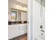 Bathroom with white cabinets, tub with shower, and vanity in view at 14413 Arnett Dr, Carmel, IN 46033