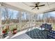 Inviting screened-in porch with comfortable seating and beautiful natural views at 14413 Arnett Dr, Carmel, IN 46033