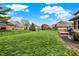 Spacious fenced backyard with a lush green lawn and neighboring houses at 1444 Trail Creek Ct, Carmel, IN 46032