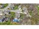 An aerial view of a neighborhood featuring a home with a pool and playground in the backyard at 15385 Ellington Dr, Fishers, IN 46040