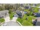 Aerial view of a spacious home featuring a backyard pool and playground, all nestled within a lush green lawn at 15385 Ellington Dr, Fishers, IN 46040