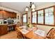 Inviting dining area featuring a wood table and chairs, with bright window and lace curtains at 1927 Pheasant Way, Greenwood, IN 46143