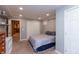 Finished basement bedroom has neutral paint, carpeted floors, closet, and an egress window at 2093 Autumn Faith Way, Avon, IN 46123
