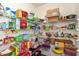 Walk-in pantry with organized shelves, offers ample storage for food and kitchen essentials at 2093 Autumn Faith Way, Avon, IN 46123