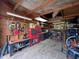 Spacious garage with well-organized tool storage, workbench, and overhead lighting at 3155 W 57Th St, Indianapolis, IN 46228