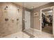 Bathroom showcasing a glass shower and entrance to a walk-in closet at 5869 Belchamp Dr, Noblesville, IN 46062