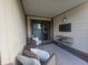 Outdoor patio with a seating area and sliding door at 599 Cielo Vista Dr, Greenwood, IN 46143