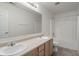 Functional bathroom featuring a double sink vanity, tile floor, and shower-tub combination at 6846 Emerald Bay Ln, Indianapolis, IN 46237