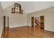 Spacious living room with hardwood floors, tall ceilings and second story landing at 7545 Chablis Cir, Indianapolis, IN 46278