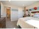 Bedroom with basketball themed decor and a glimpse of an organized hallway and bedroom at 7636 Big Bend Blvd, Camby, IN 46113