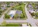 Aerial view of a community pool, clubhouse, and surrounding homes at 7638 Beekman Ter, Zionsville, IN 46077