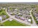 Aerial view showcasing the neighborhood's layout, landscaping, and various home styles at 7638 Beekman Ter, Zionsville, IN 46077