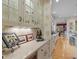 Kitchen details including cabinets, counter, and hardwood floors at 8027 Heyward Dr, Indianapolis, IN 46250