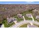 An aerial view of several homes in a suburban neighborhood with lush lawns and mature trees at 11410 Sea Side Dr, Fishers, IN 46040