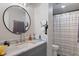 Bathroom featuring a modern vanity and a shower with a curtain at 1206 Rosengarten Dr, Greenwood, IN 46142