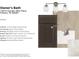 Bathroom design elements, including cabinets, countertops, tile, faucet, flooring, hardware and lighting at 14910 Garden Mist Pl, Fishers, IN 46037