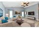 Comfortable living room with neutral tones, a ceiling fan, and ample seating space for relaxation at 1632 Blankenship Dr, Indianapolis, IN 46217