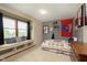 This bedroom features a window seat and unique wall decor at 180 S 400 W, Lebanon, IN 46052