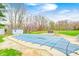 Large in-ground pool with safety cover surrounded by stone coping and lush greenery at 1907 N Washington St, Danville, IN 46122