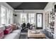 Inviting sunroom with a black ceiling, large windows, cozy seating, and a dining table for Gathering meals at 222 E 71St St, Indianapolis, IN 46220
