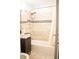 Updated bathroom featuring modern tilework, a shower-tub combo, and stylish vanity at 248 Parkview Dr, Whiteland, IN 46184