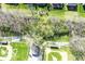 Aerial view featuring trees adjacent to baseball fields and walking path at 701 Danver Ln, Beech Grove, IN 46107