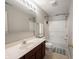 Bathroom with a vanity, large mirror, and a shower-tub combo at 8748 N Autumnview Dr, McCordsville, IN 46055