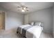 Cozy bedroom with a ceiling fan and neutral walls, providing a relaxing and comfortable space at 8748 N Autumnview Dr, McCordsville, IN 46055