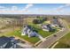 Stunning aerial view of a modern, light-colored home with well-manicured lawn and a neighborhood landscape at 12536 Lowery Way, Fishers, IN 46037