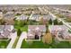 Aerial view of a beautifully landscaped property in a well-established neighborhood with mature trees and green lawns at 13933 Wildcat Dr, Carmel, IN 46033