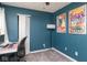 Bright bedroom featuring a ceiling fan, natural light and an expansive closet for optimal storage space at 13971 Bruddy Dr, Fishers, IN 46038