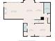 First floor plan displaying layout of the living room, dining area, kitchen, laundry and bathroom with dimensions at 15723 Myland Dr, Noblesville, IN 46062